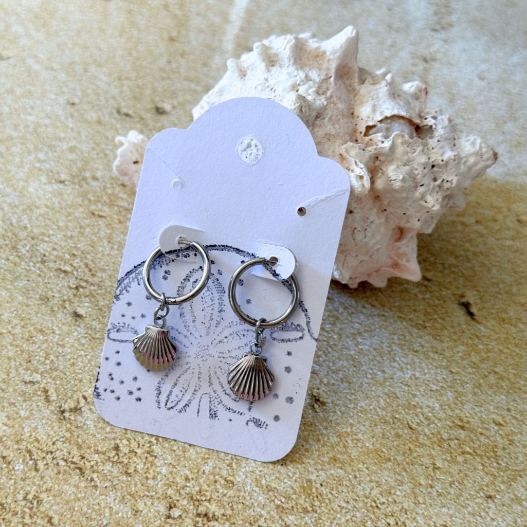 Huggie Seashell Earrings - Stainless Steel image 3