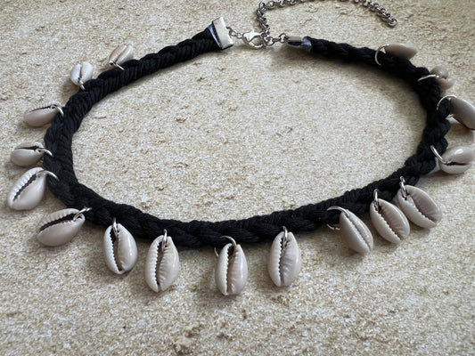 Braided Cowrie Clavicle Choker Necklace image 1