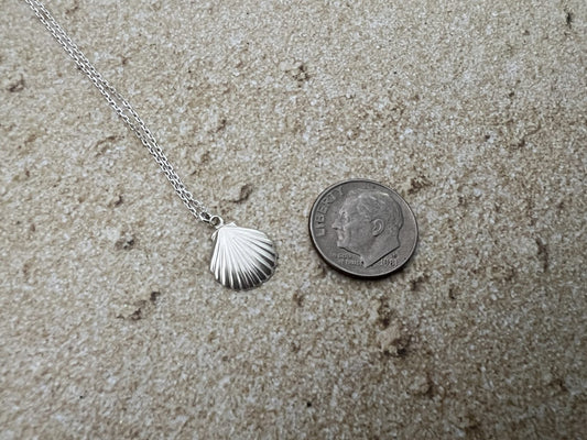 Dainty Sterling Silver Seashell Necklace image 1