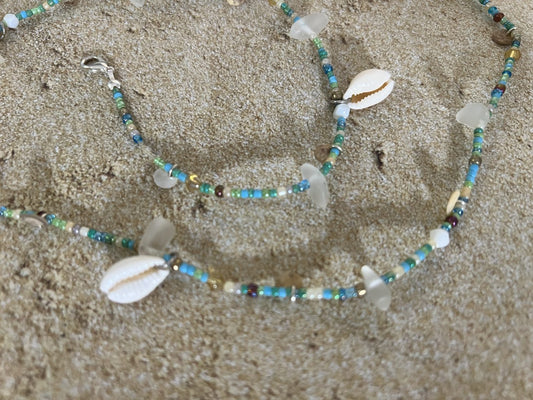 Tropical Beaded Seashell Belly Chain image 1