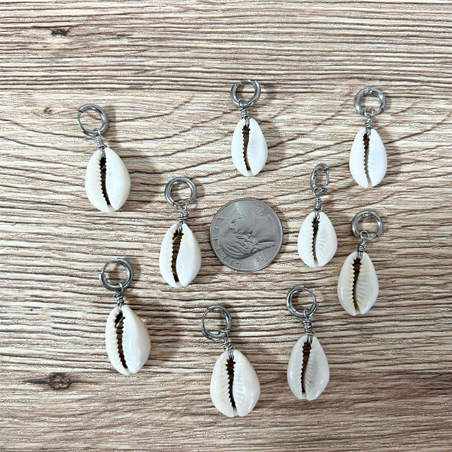 Cowrie Seashell Bikini Charm - Silver