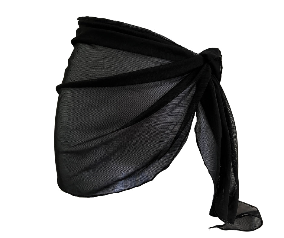 Sheer Tie Sarong Cover Up - Onyx Black