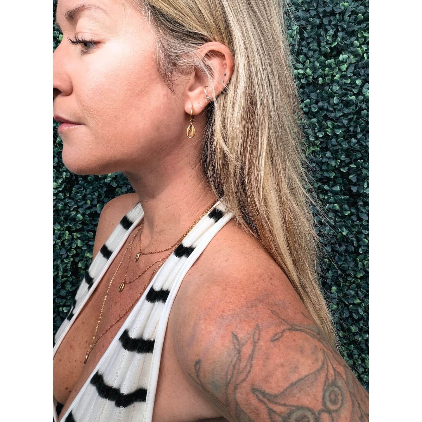 Cowrie Seashell Huggie Earrings