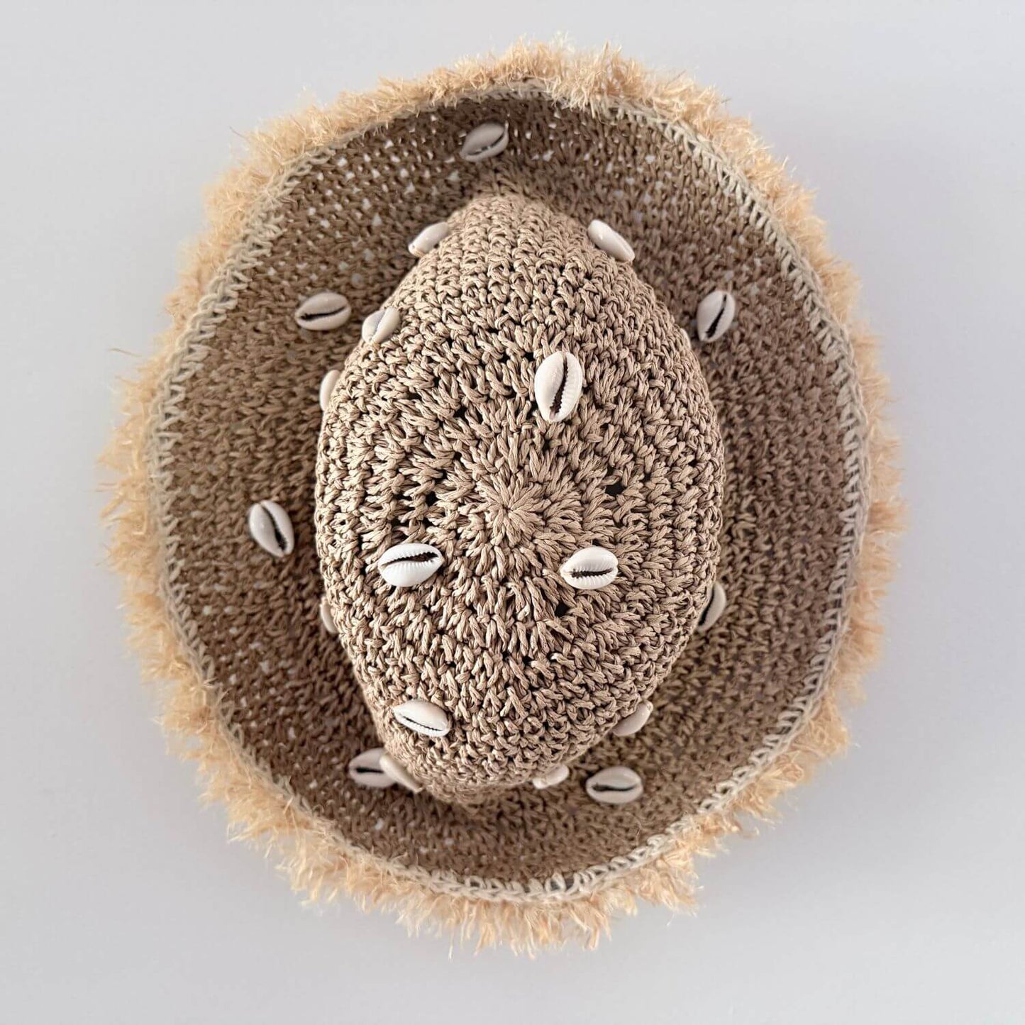 Cowrie Seashell Frayed Straw Women's Hat