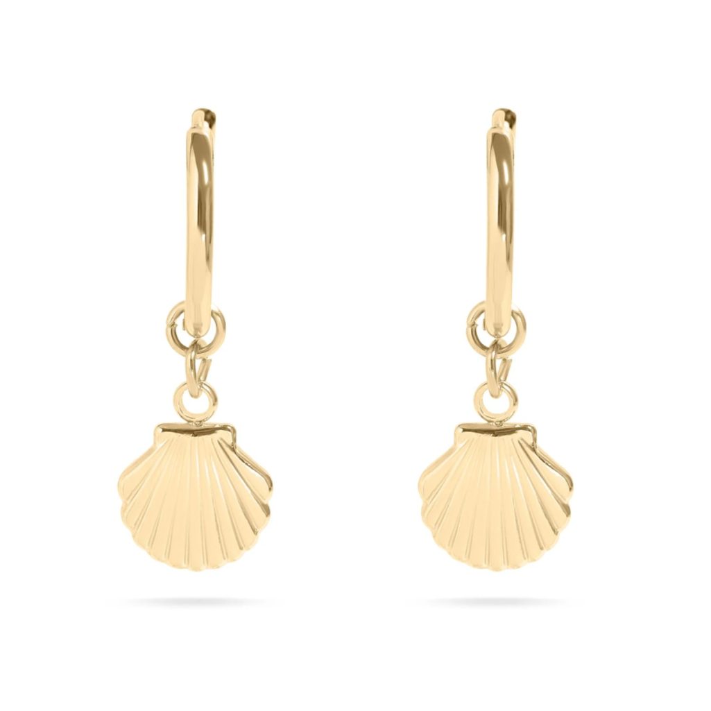 Huggie Seashell Earrings - Gold Stainless Steel image 0