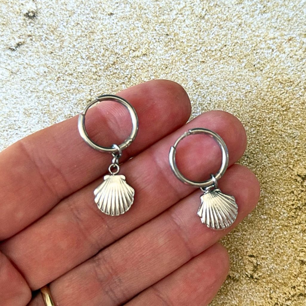 Huggie Seashell Earrings - Stainless Steel image 4