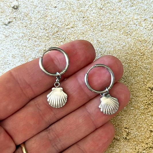 Huggie Seashell Earrings - Stainless Steel image 4