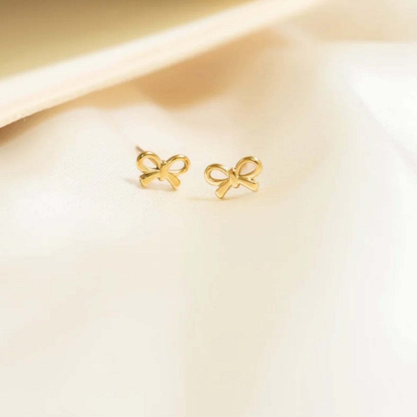 Gold Bow Stud Earrings - Stainless Steel