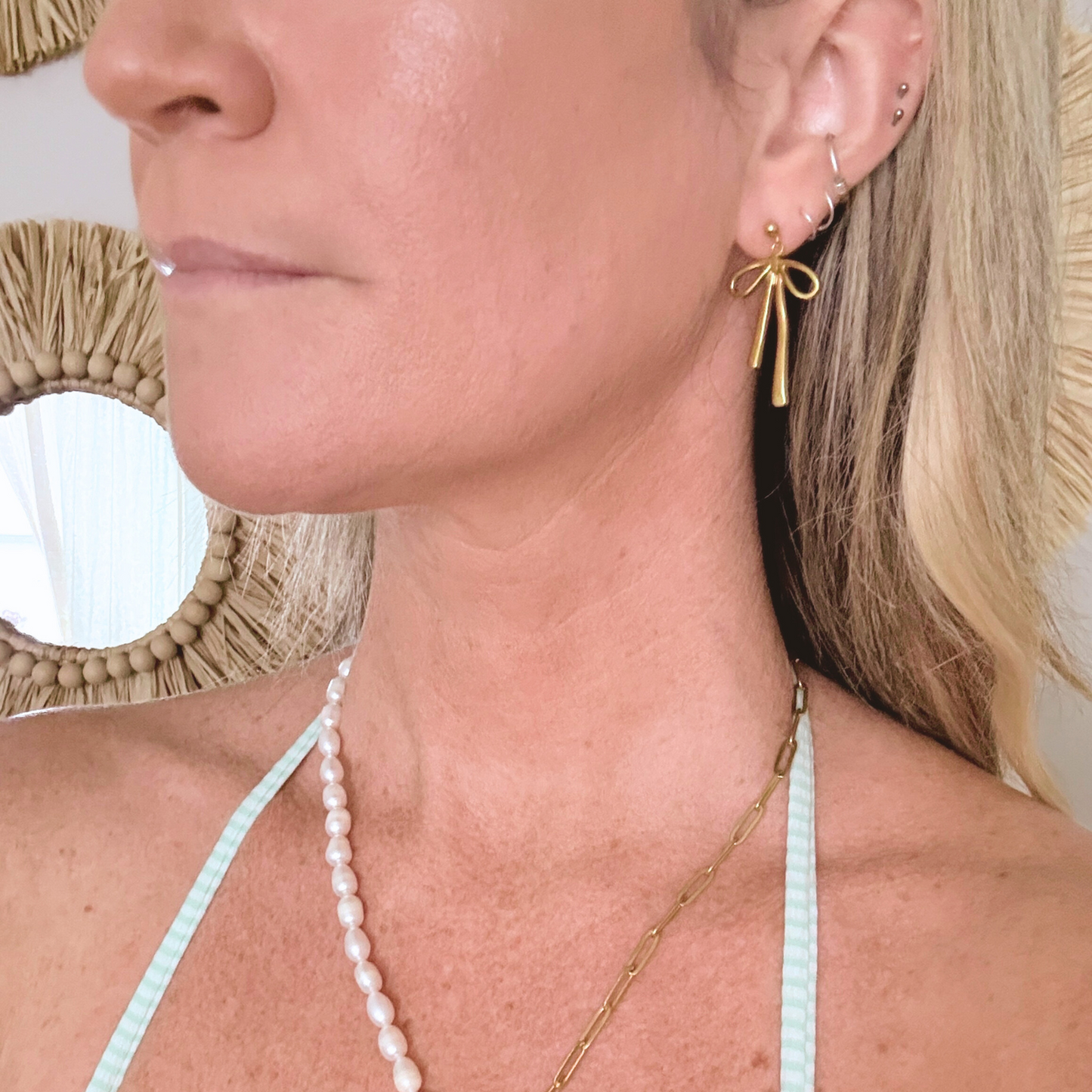 Ribbon Bow Earrings - Stainless Steel