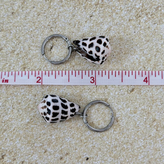 Hebrew Hawaiian Shell Huggie Earrings - Silver