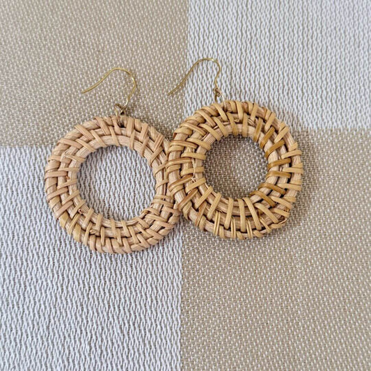 Mari - Rattan Round Earrings