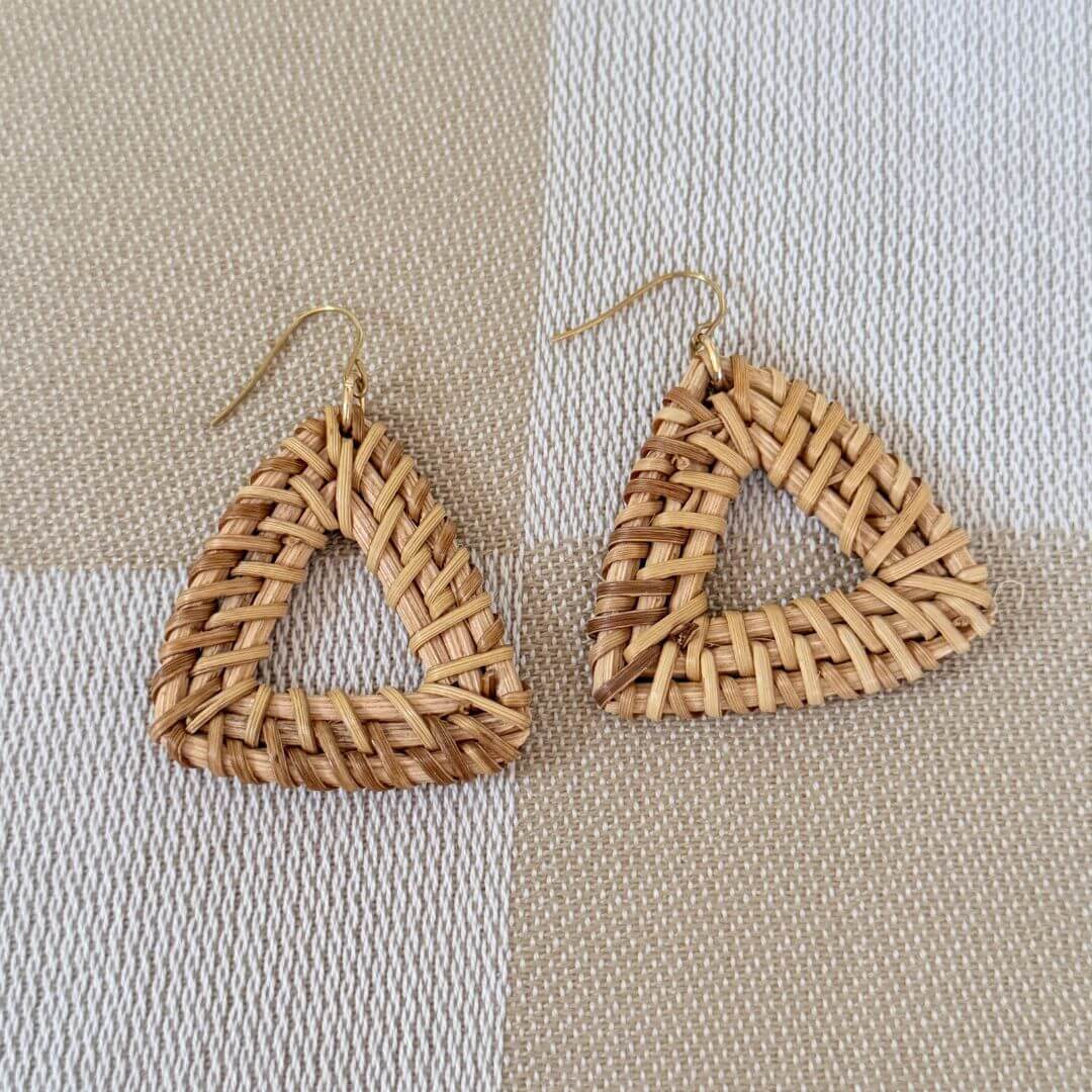 Mari - Rattan Triangle Earrings