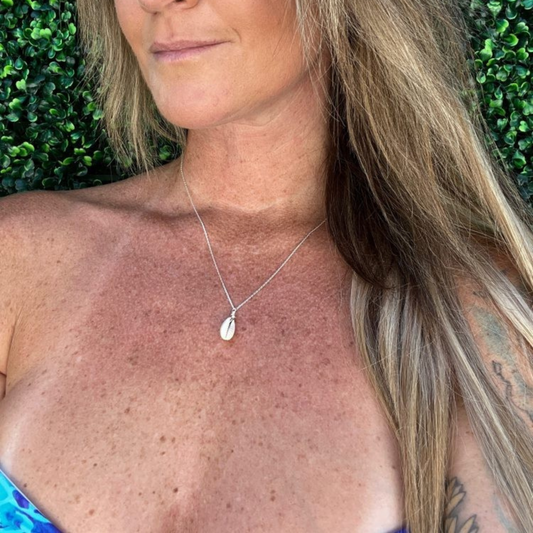 Mini Cowrie Seashell Necklace - Sterling Silver
