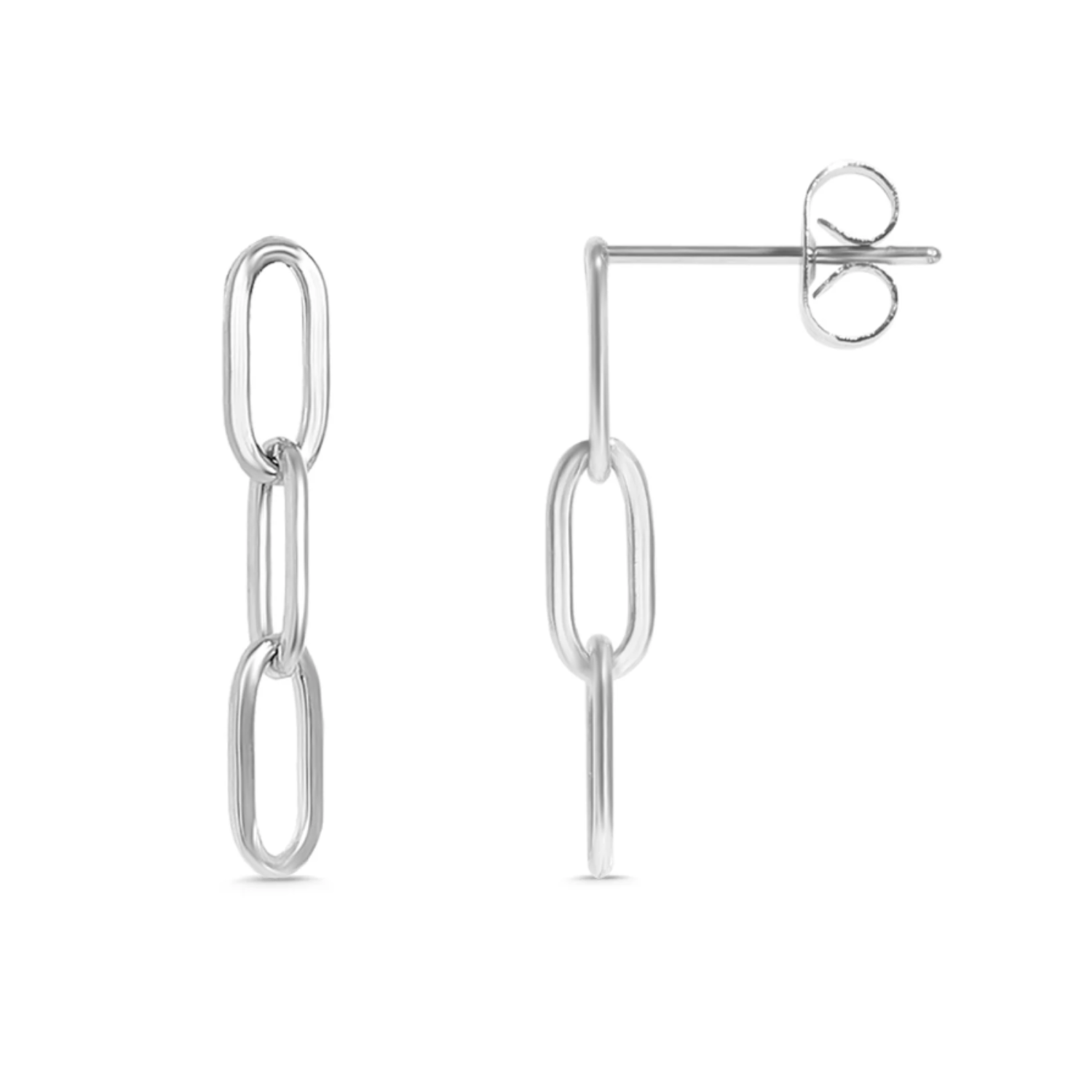 Silver chain-link earrings