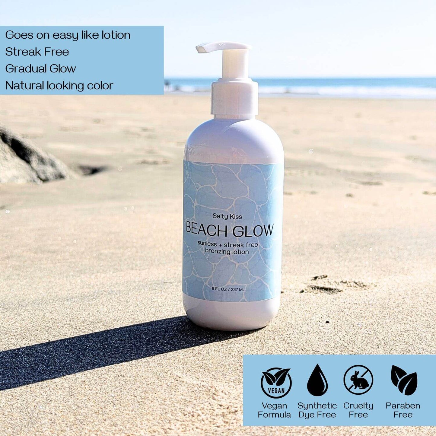 Beach Glow Salty Kiss Bronzing Lotion - Sunless Tanner Streak Free