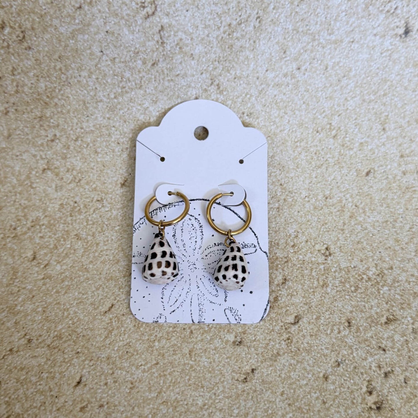 Hebrew Hawaiian Shell Huggie Earrings