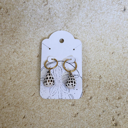 Hebrew Hawaiian Shell Huggie Earrings