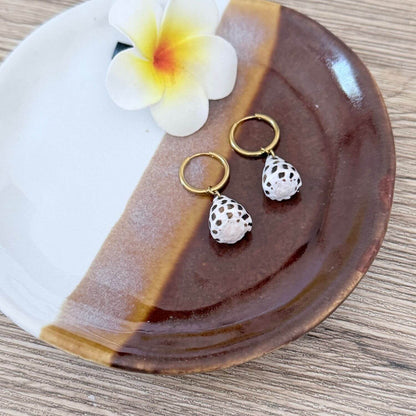 Hebrew Hawaiian Shell Huggie Earrings