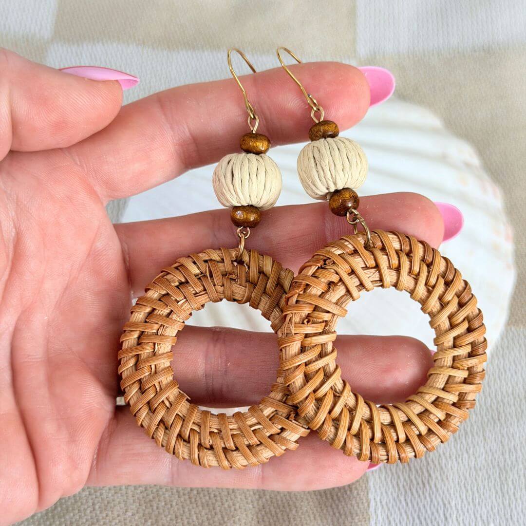 Tulum - Rattan Round Earrings