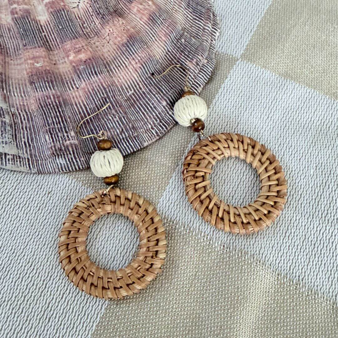 Tulum - Rattan Round Earrings