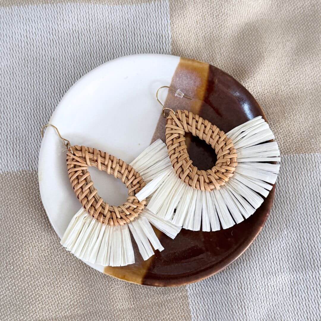 Tulum - Rattan Dangle Fan Earring