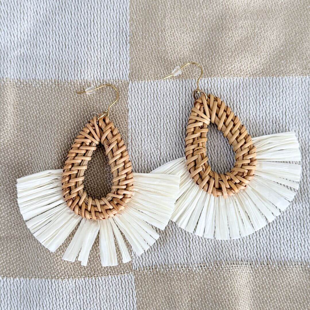 Tulum - Rattan Dangle Fan Earring