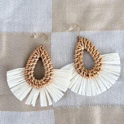 Tulum - Rattan Dangle Fan Earring