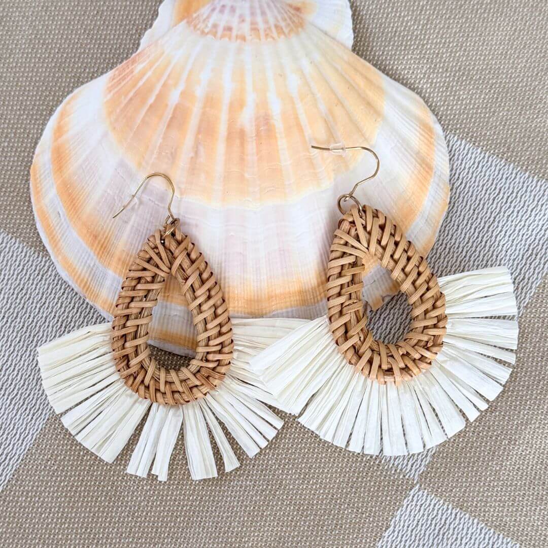 Tulum - Rattan Dangle Fan Earring
