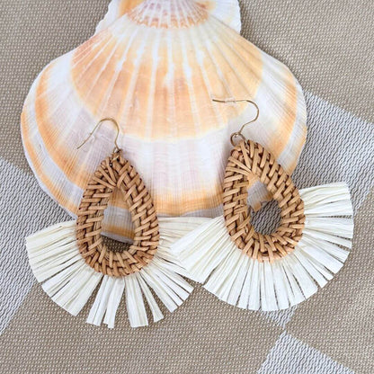 Tulum - Rattan Dangle Fan Earring