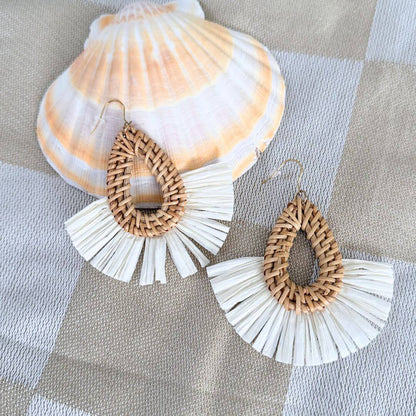 Tulum - Rattan Dangle Fan Earring