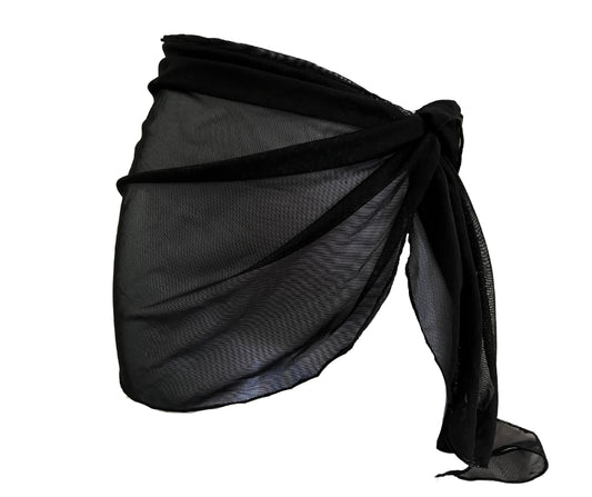 Sheer Tie Sarong Cover Up - Onyx Black