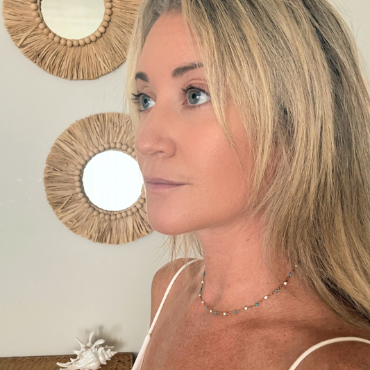 White & Blue Satellite Chain Necklace