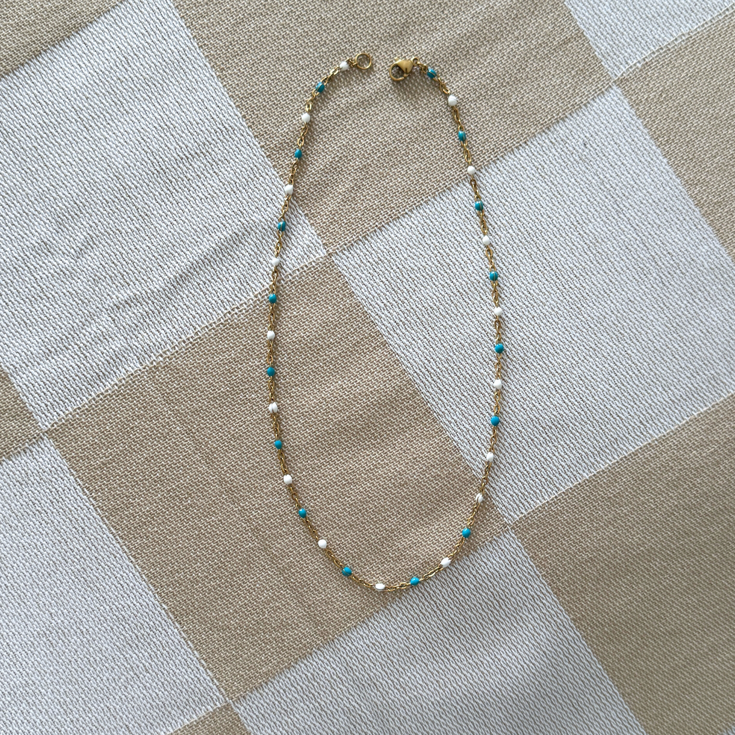 White & Blue Satellite Chain Necklace