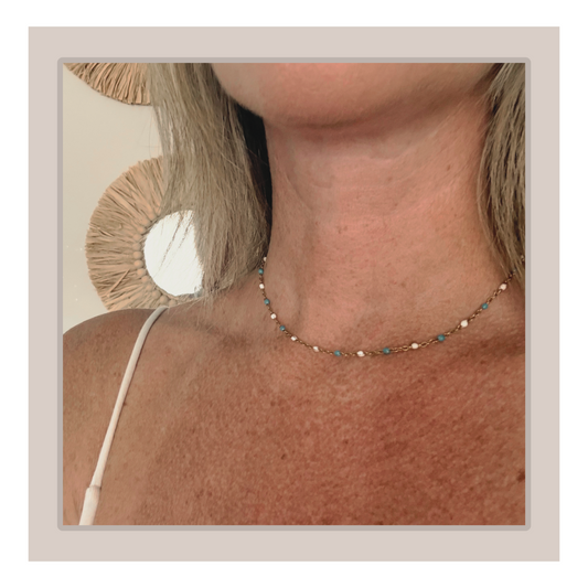 White & Blue Satellite Chain Necklace