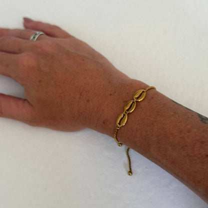 Cowrie Puka Seashell Adjustable Bracelet