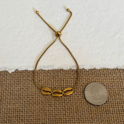 Cowrie Puka Seashell Adjustable Bracelet