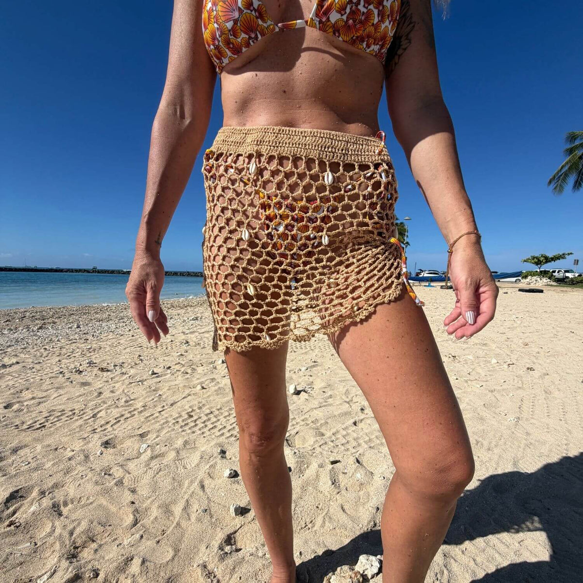 Cowrie Puka Crochet Swim Coverup