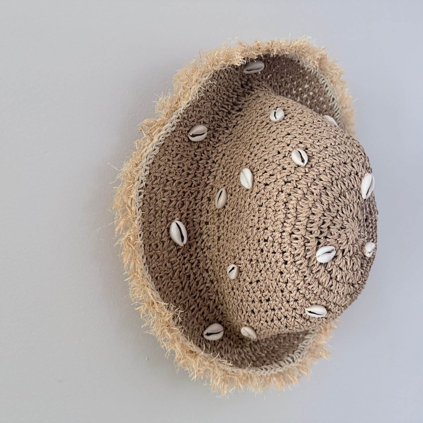 Cowrie Seashell Frayed Straw Women's Hat