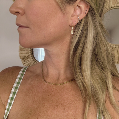 Gold Paperclip Earrings - Stainless Steel