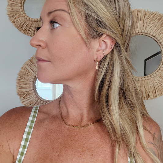 Gold Paperclip Earrings - Stainless Steel