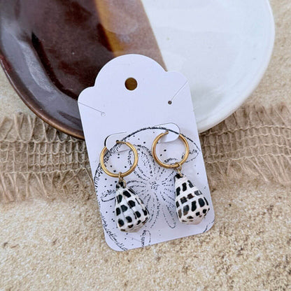 Hebrew Hawaiian Shell Huggie Earrings