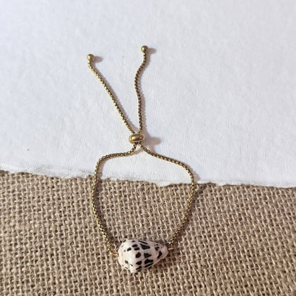 Hebrew Cone Seashell Adjustable Bracelet