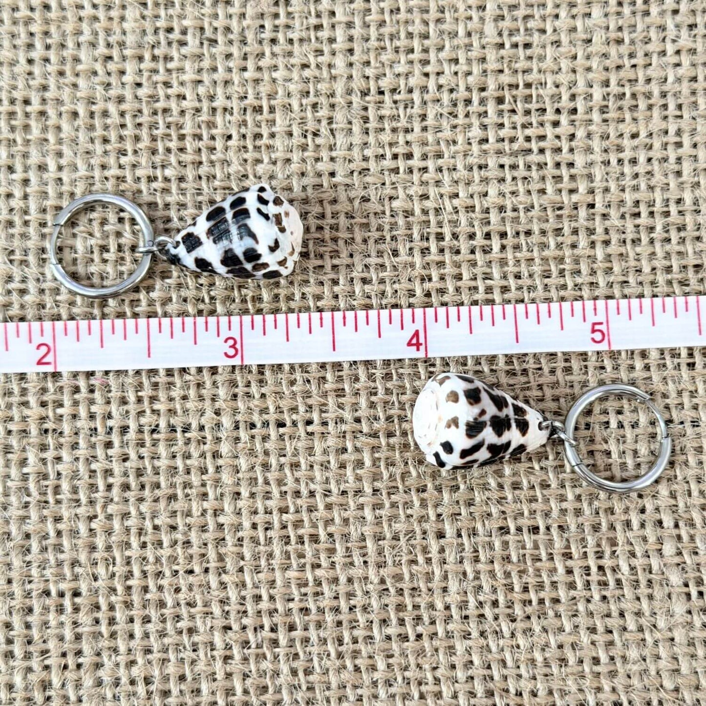Hebrew Hawaiian Shell Huggie Earrings - Silver