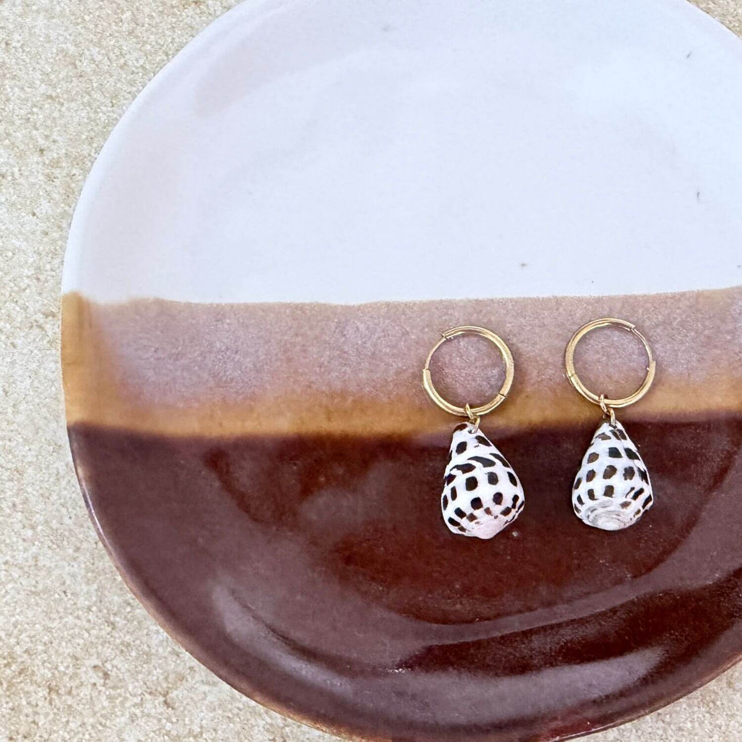 Hebrew Hawaiian Shell Huggie Earrings