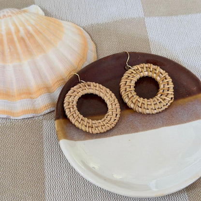 Mari - Rattan Round Earrings
