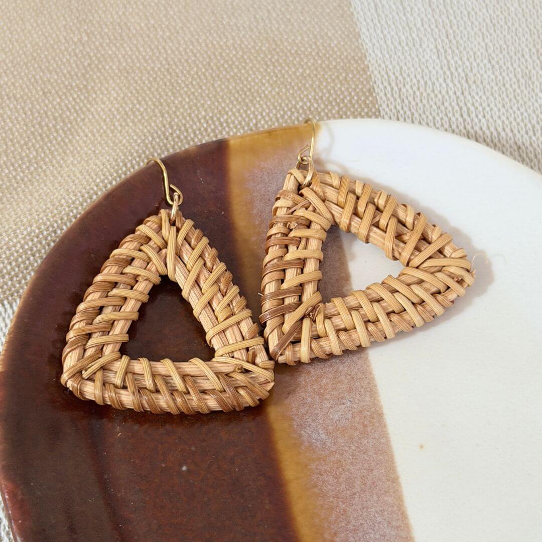 Mari - Rattan Triangle Earrings