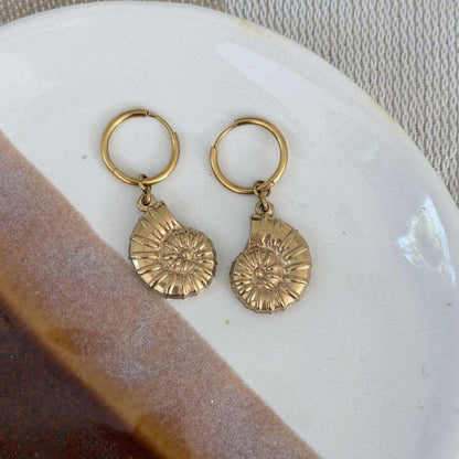 Nautilus Seashell Huggie Earrings