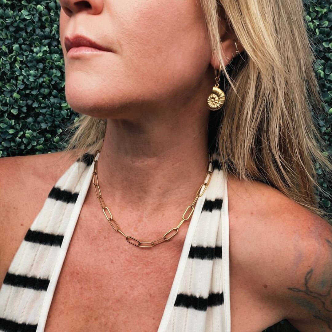 Nautilus Seashell Huggie Earrings