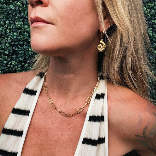 Nautilus Seashell Huggie Earrings