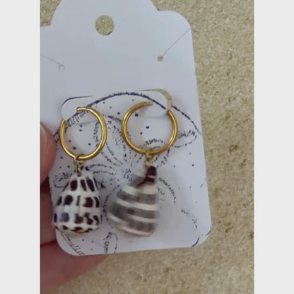 Hebrew Hawaiian Shell Huggie Earrings